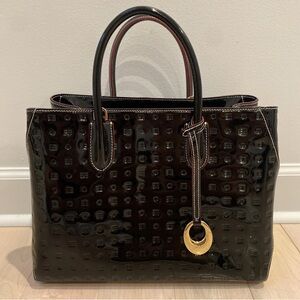 Arcadia Black Patent Leather Tote Bag